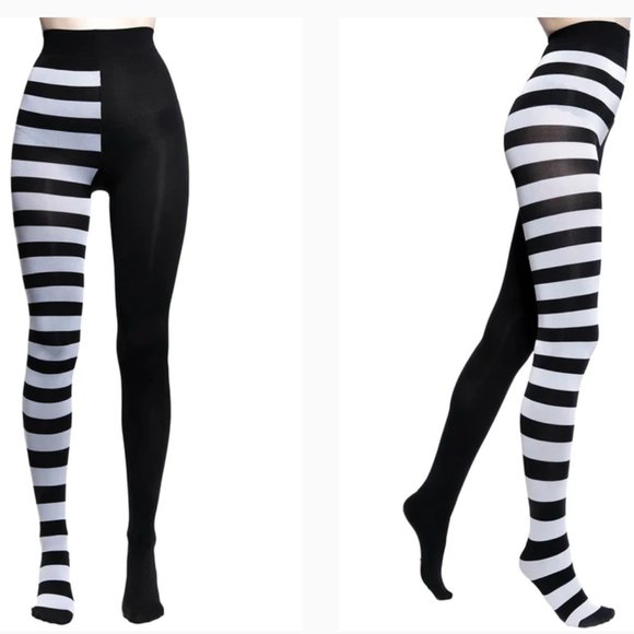 Killstar Accessories - Killstar Ella Black & White Striped Tights NEW